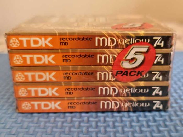 TDK Minidisc Yellow 74 Minutes, 5 pak, new, unopened.