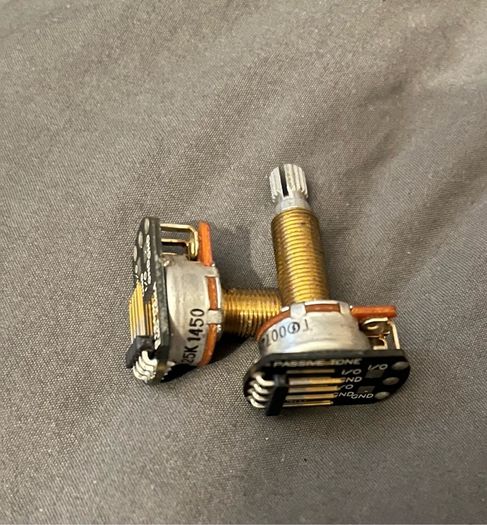 Emg 25k active tone Pot long shaft for active pickup Gibson SOLDERLESS replacement potentiometer