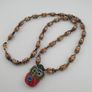 Vintage Venetain Style delicate Dotted Glass Beads & Old Face Glass Pendant Necklace Image 8