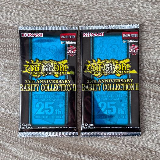 2x Yu-Gi-Oh! 25th Anniversary Rarity Collection II Unweighted 1st Edition English Booster Pack Cards