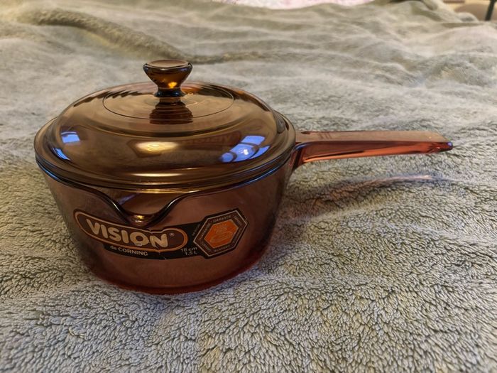 Vintage Vision De Corning Glass Ceramic Lidded Saucepan