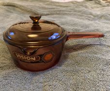 Vintage Vision De Corning Glass Ceramic Lidded Saucepan