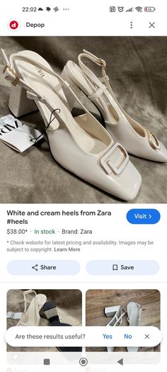 Zara cream block heels size 5