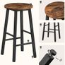 Set of 4 Bar Stools Kitchen Chairs High Stool with Footrests in 2 Heights and Adjustable Feet for Bathroom Kitchen Counter Rustic Brown Black Image 4