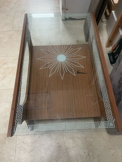 Lovely Glass Topped Wooden Coffee Table - Can Deliver