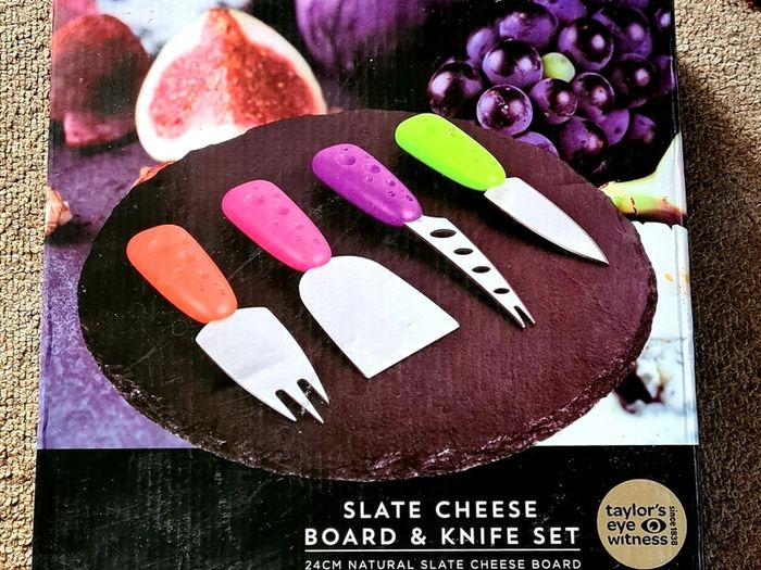 Brand New Taylor's Eye Witness Slate Cheese Board and Knife Set