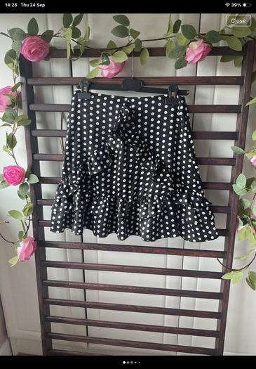 skirt Bnwt misguided black polka dot skirt size 12