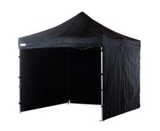 New 3x3m black gazebo with side walls and half wall.