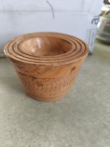 High shallow wooden bowl , Handmade Lathe Turned, Artisan Crafted could be used as trinklet dish.