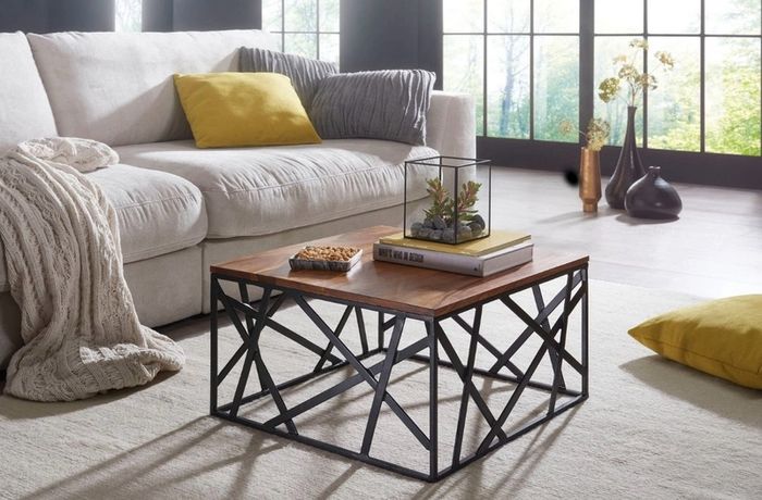 Luxury Sheesham Wood Coffee Table Modern Square Coffee Table.