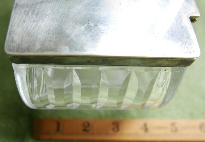 Antique Crystal Cut Glass  Trifle Serving Bowl With Silver Plated Rim and Cover