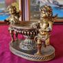 Antique Cherub Gold Effect Ornamental Pedestal Metal Candle Holder Pedestal Stand Made In Spain Image 3