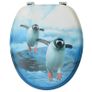 WC Toilet Seats with Lid 2 pcs MDF Penguin Design Image 2
