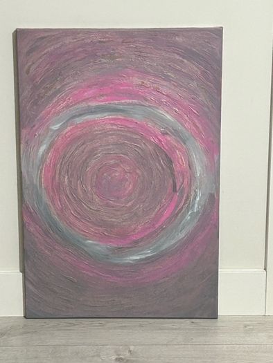 Pink and grey abstract painting