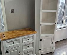 corner display cabinet and drawer unit
