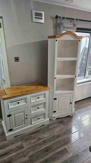 corner display cabinet and drawer unit
