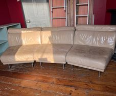 Natuzzi tan leather sofa modular 3 seater well used