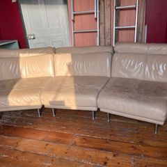 Natuzzi tan leather sofa modular 3 seater well used