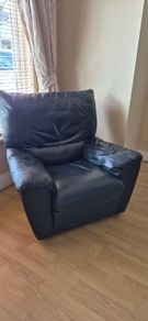 Black Leather Recliner Suite - 3 seater + 2 Single Recliners