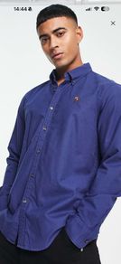 Abercrombie & Fitch logo oxford shirt in dark blue