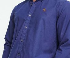Abercrombie & Fitch logo oxford shirt in dark blue