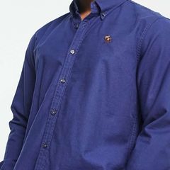 Abercrombie & Fitch logo oxford shirt in dark blue