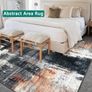 160x230cm Large Modern Abstract Rugs Living Room Non-slip Area Rug Short Pile Faux Wool Bedroom Carpet Lightweight Washable Minimalist Floor Carpet for Living Room Bedroom Office Decor, Black Image 2