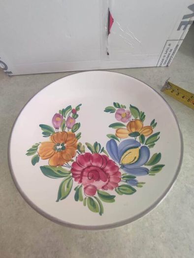 Traditional Hungarian Hand Panted Ceramic Plate, Hungarian Pottery, Folk Plate, Antique Peasant Plate