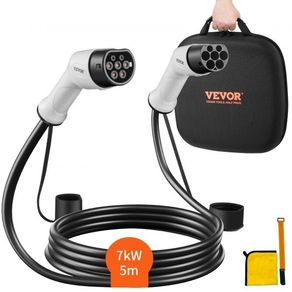 Type 2 to Type 2 EV Charging Cable, 32Amp, 7kW 5 Meters Single Phase Electric Vehicle Car Charging Cable, IP66 Waterproof w Carry Bag, for IEC62196 EV & Plug-in Hybrid Electric Vehicle