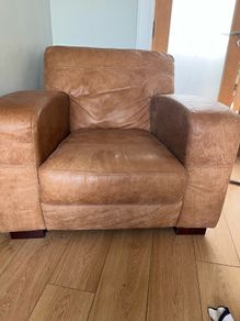 brown leather armchair