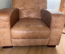 brown leather armchair