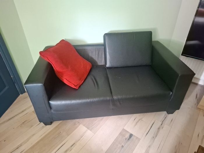 black leather sofa