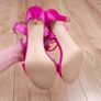 Sorento Fuchsia Pink Satin Diamante Bow High Heel Sandals 5UK/38EU Image 4