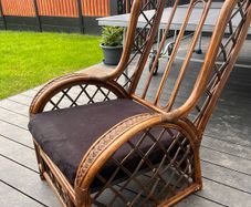 Vintage Rattan Armchair, Wicker Boho Chair
