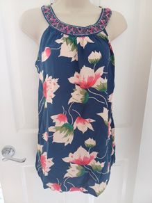 Navy Floral Top by Solo Size 12