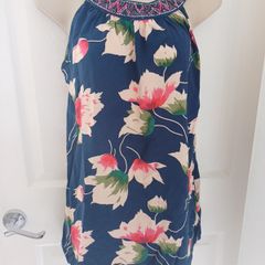 Navy Floral Top by Solo Size 12