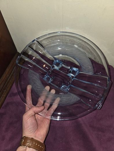 1930's Walther and Sohne Art Deco blue glass bowl