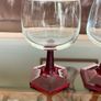 Vintage Luminarc Ruby Red Wine Glass Hexagonal Base Made in France Image 10