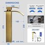 Antique Brass Waterfall Tall Basin Mixer Tap, Single Handle High Rise Bathroom Sink Mixer Tap, Square Monobloc Bathroom Faucet, 304 Stainless Steel Image 3