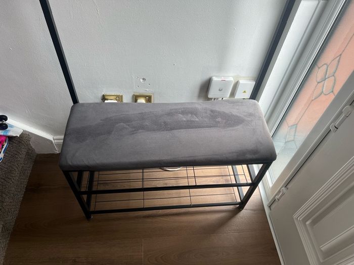 Metal Black coat rack with shoe bench