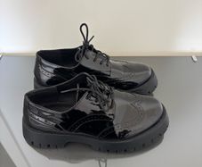 Schuh Wide Fit Black Patent Chunky Brogues