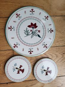 Set of ceramic coasters folk flowers NEW