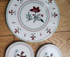 Set of ceramic coasters folk flowers NEW