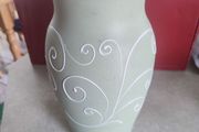 Vintage Stoneware Denby Ferndale Vase in very good condition, green with white swirling, height 25cm, diameter at top 12 cm, but no chips or cracks, Denby Ferndale was first produced in the 1930's.