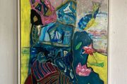 Original Abstract Painting Impression of KlimtS Ladyb with Fan - Irish Figurative Art Eclectic Art
