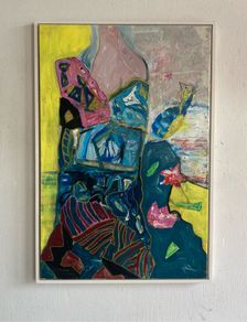 Original Abstract Painting Impression of KlimtS Ladyb with Fan - Irish Figurative Art Eclectic Art
