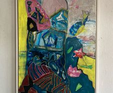 Original Abstract Painting Impression of KlimtS Ladyb with Fan - Irish Figurative Art Eclectic Art
