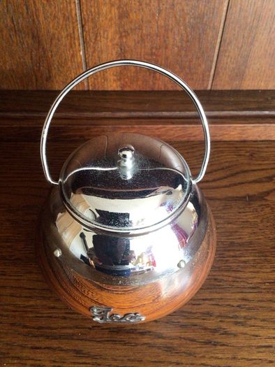 Vintage Wooden Oak and Chrome Loose Tea Canister