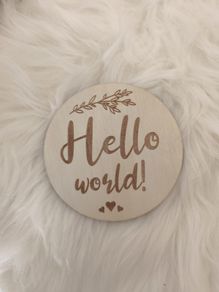Hello World wooden sign