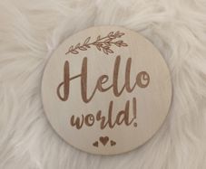 Hello World wooden sign
